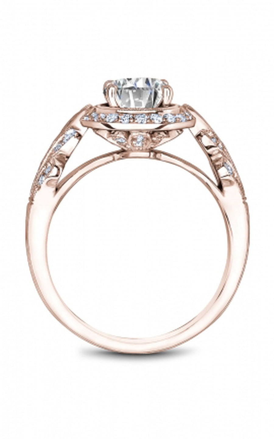 18K Rose Gold Halo Round Engagement Ring