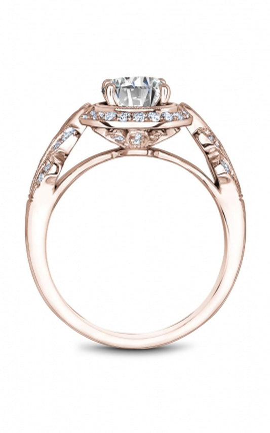 18K Rose Gold Halo Round Engagement Ring
