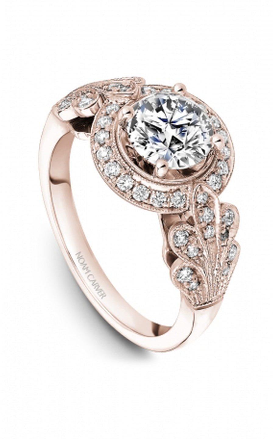 18K Rose Gold Halo Round Engagement Ring