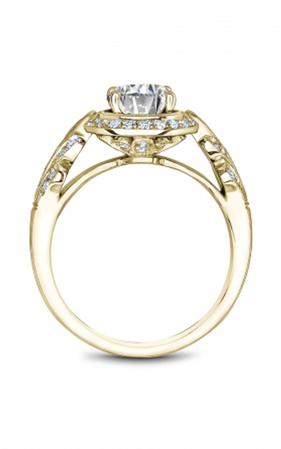 18K Yellow Gold Halo Round Engagement Ring