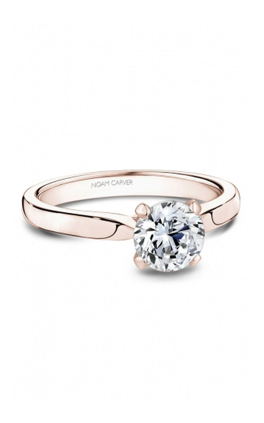 18K Rose Gold Solitaire Round Engagement Ring