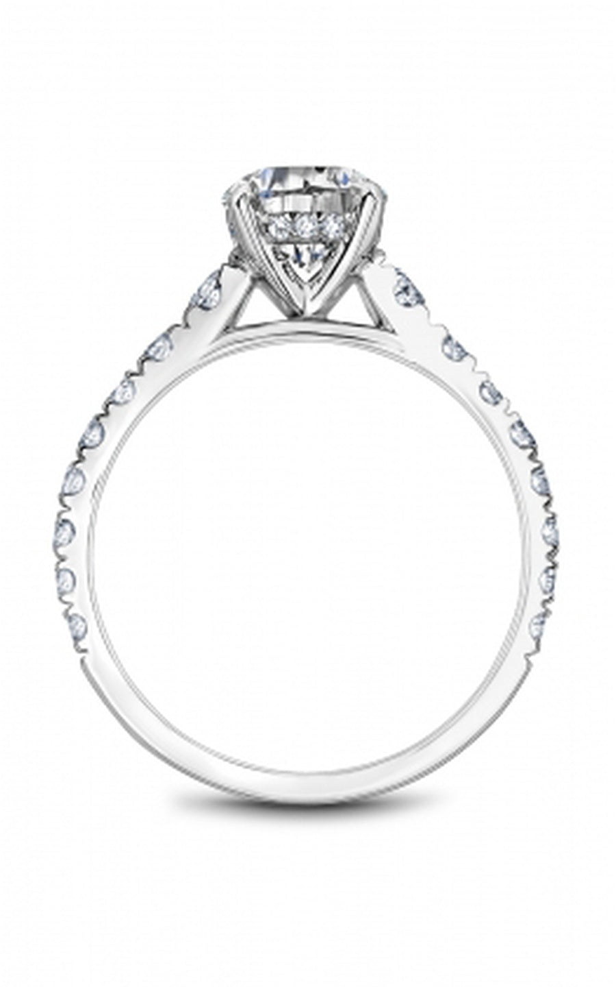 18K White Gold Sidestone Round Engagement Ring