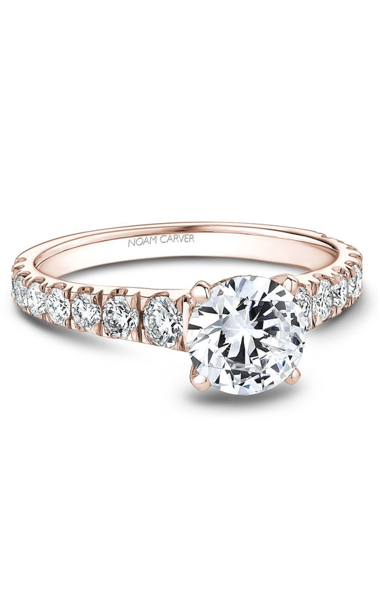 14K Rose Gold Sidestone Round Engagement Ring