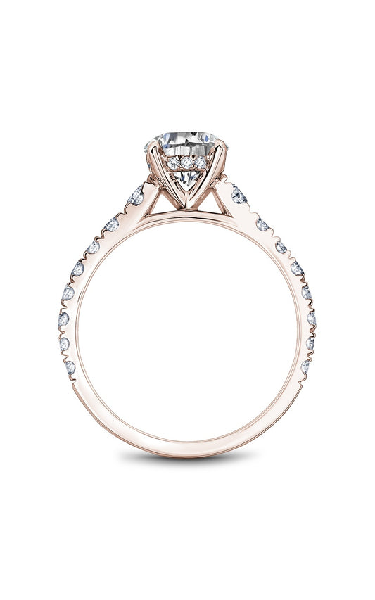 14K Rose Gold Sidestone Round Engagement Ring