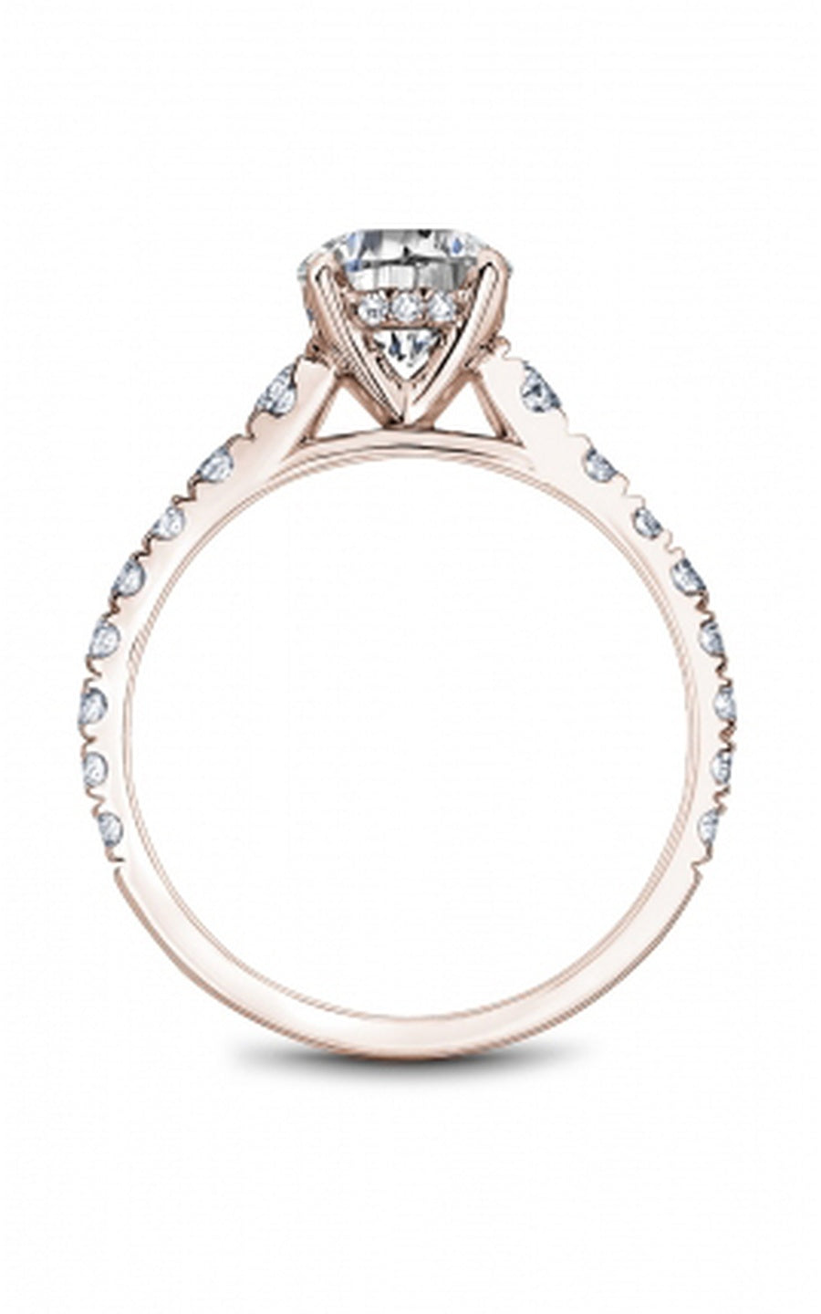 18K Rose Gold Sidestone Round Engagement Ring