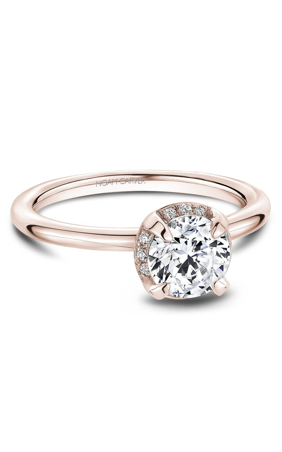 14K Rose Gold Halo Round Engagement Ring