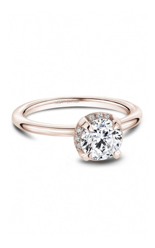 18K Rose Gold Halo Round Engagement Ring