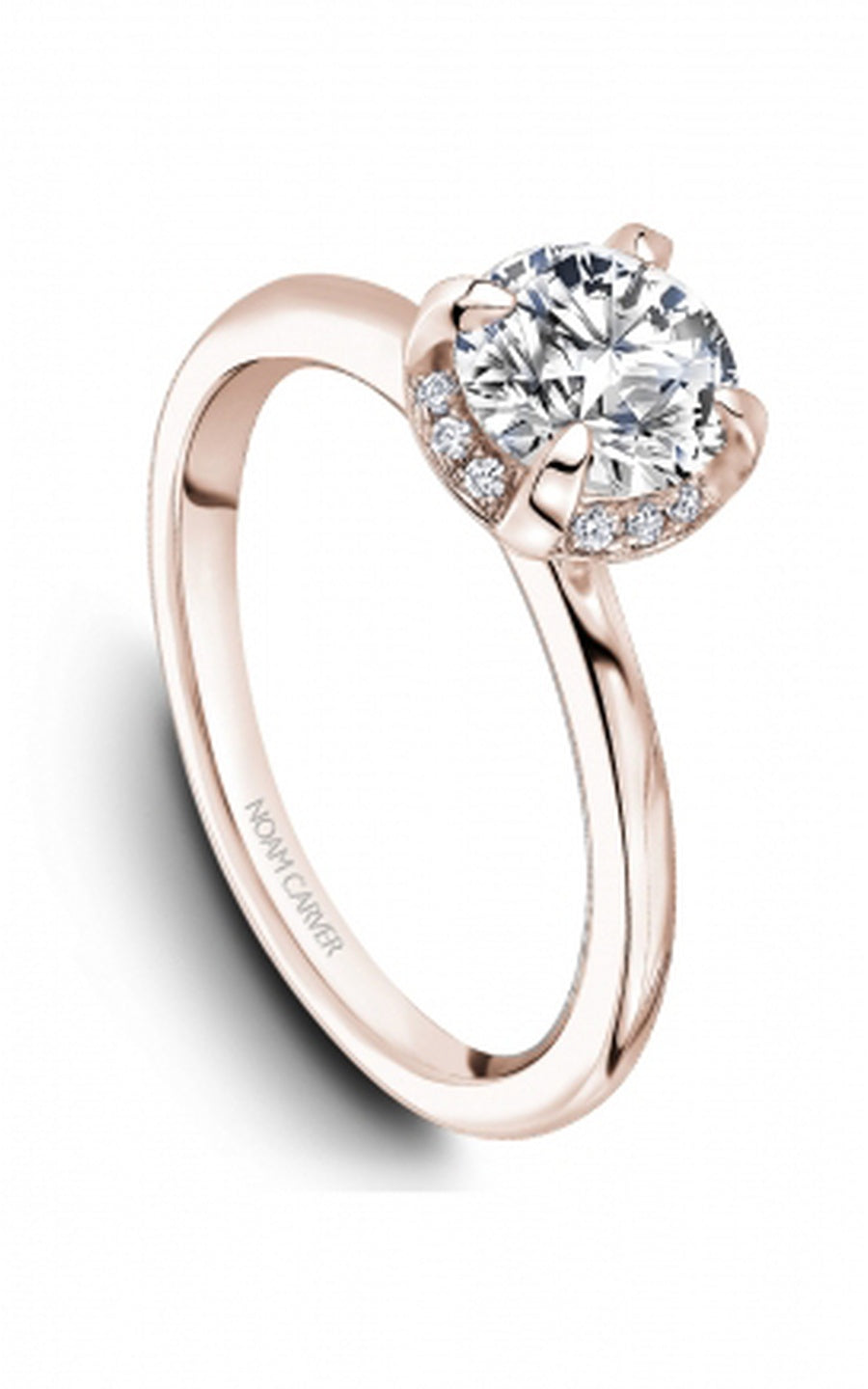 18K Rose Gold Halo Round Engagement Ring