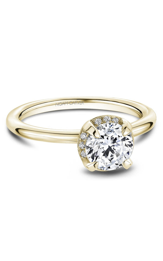 18K Yellow Gold Halo Round Engagement Ring