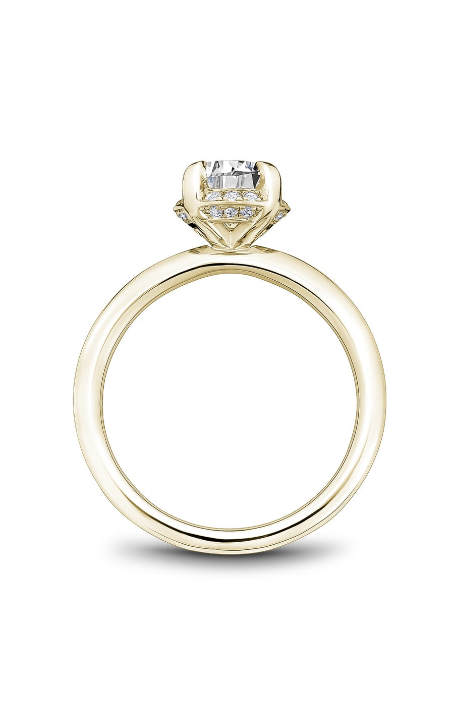 18K Yellow Gold Halo Round Engagement Ring