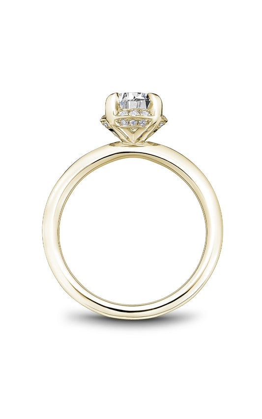 18K Yellow Gold Halo Round Engagement Ring