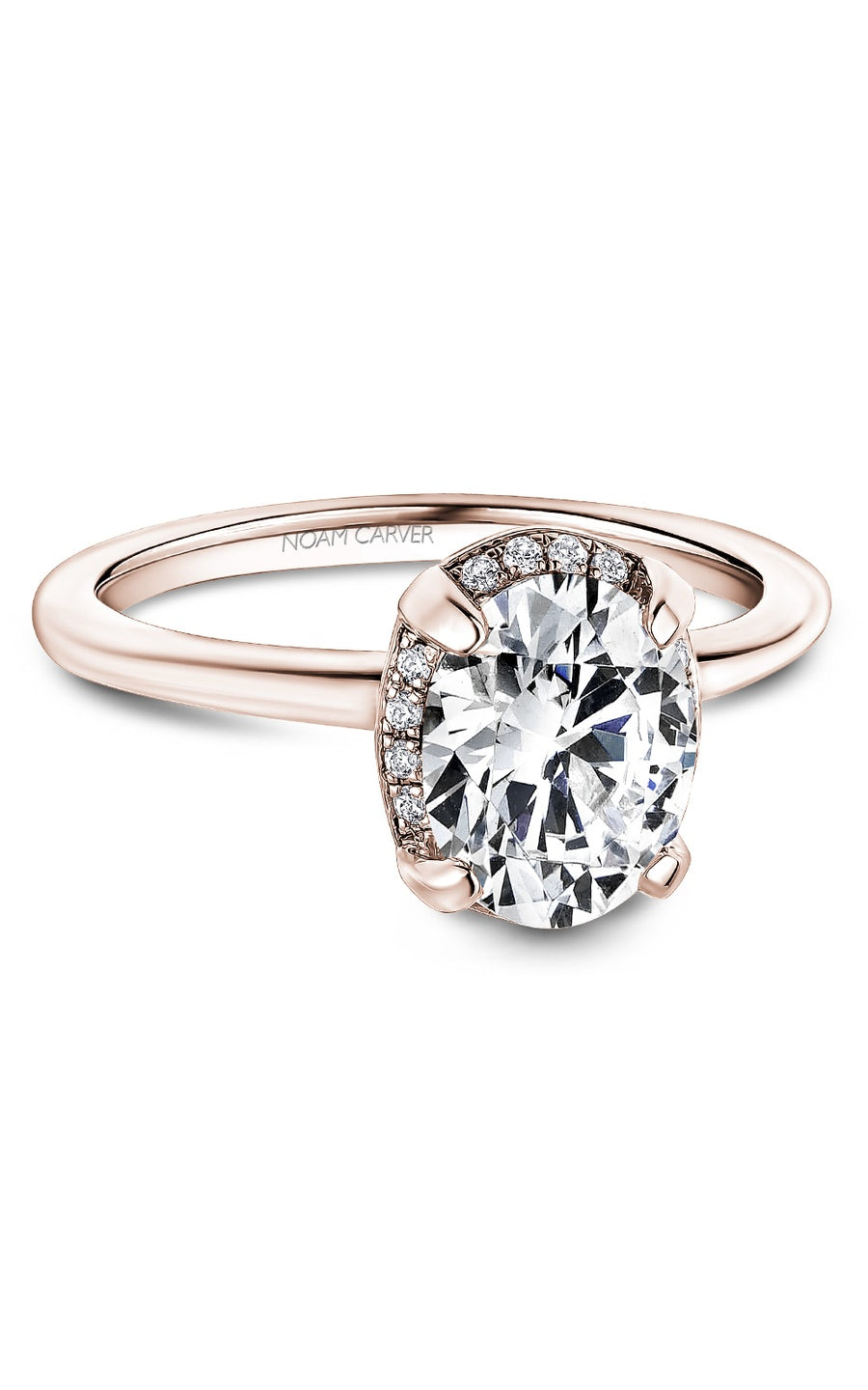 14K Rose Gold Halo Oval Engagement Ring
