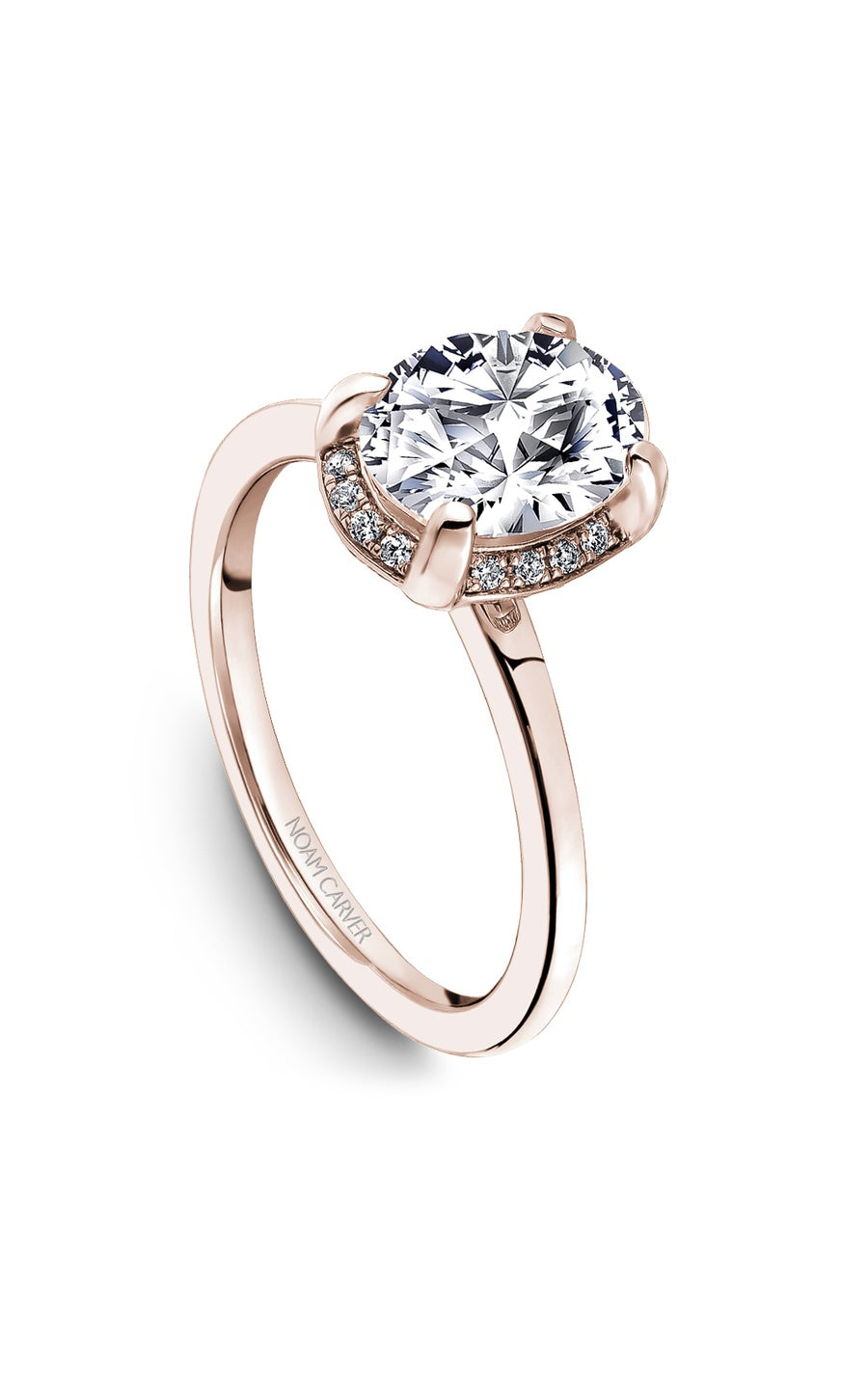 14K Rose Gold Halo Oval Engagement Ring