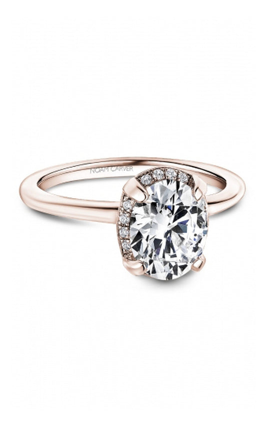 18K Rose Gold Halo Oval Engagement Ring