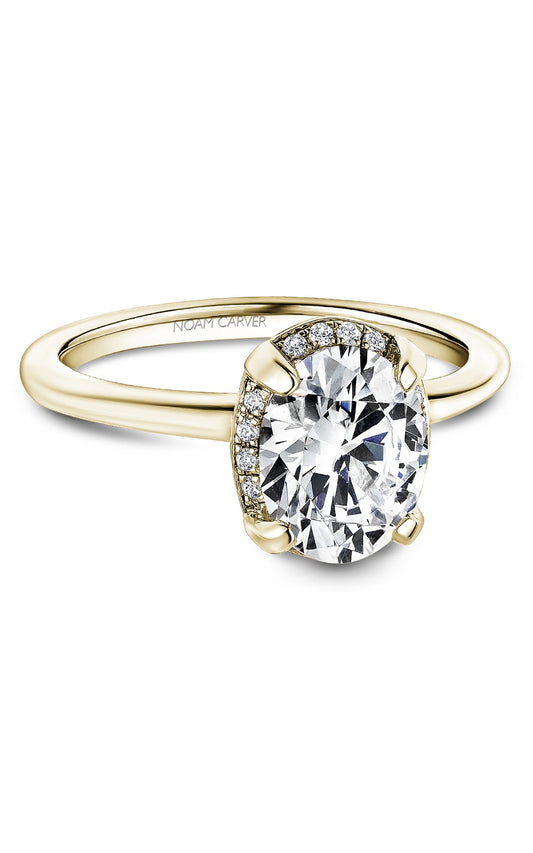 14K Yellow Gold Halo Oval Engagement Ring