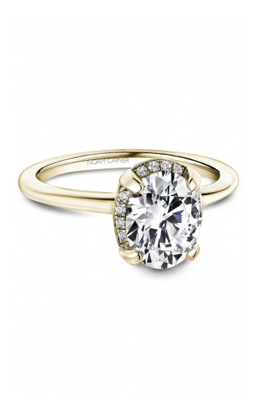 18K Yellow Gold Halo Oval Engagement Ring