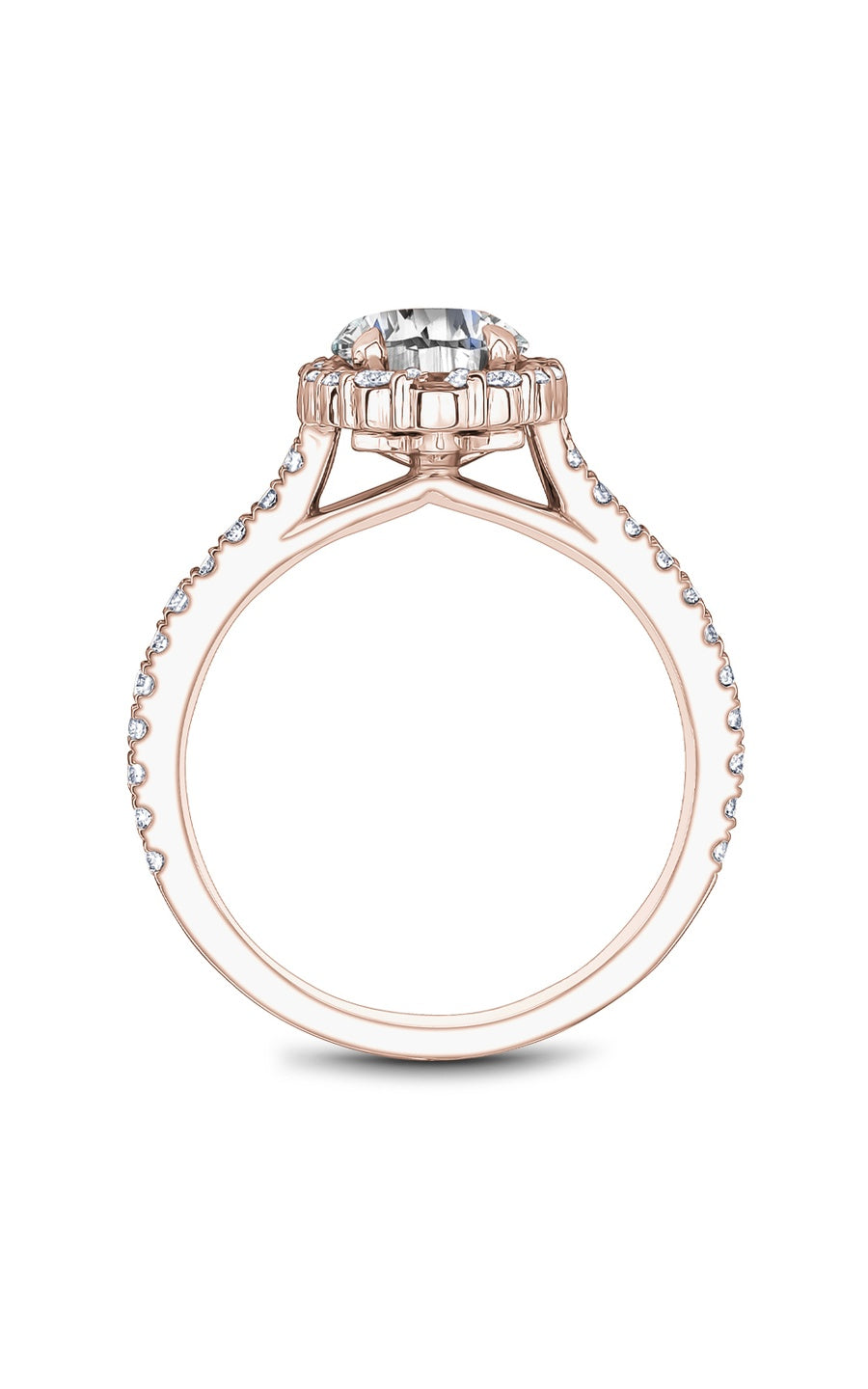 14K Rose Gold Halo Round Engagement Ring