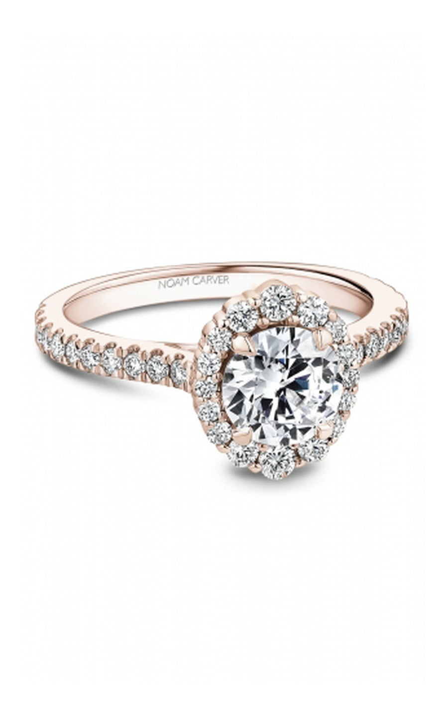 18K Rose Gold Halo Round Engagement Ring