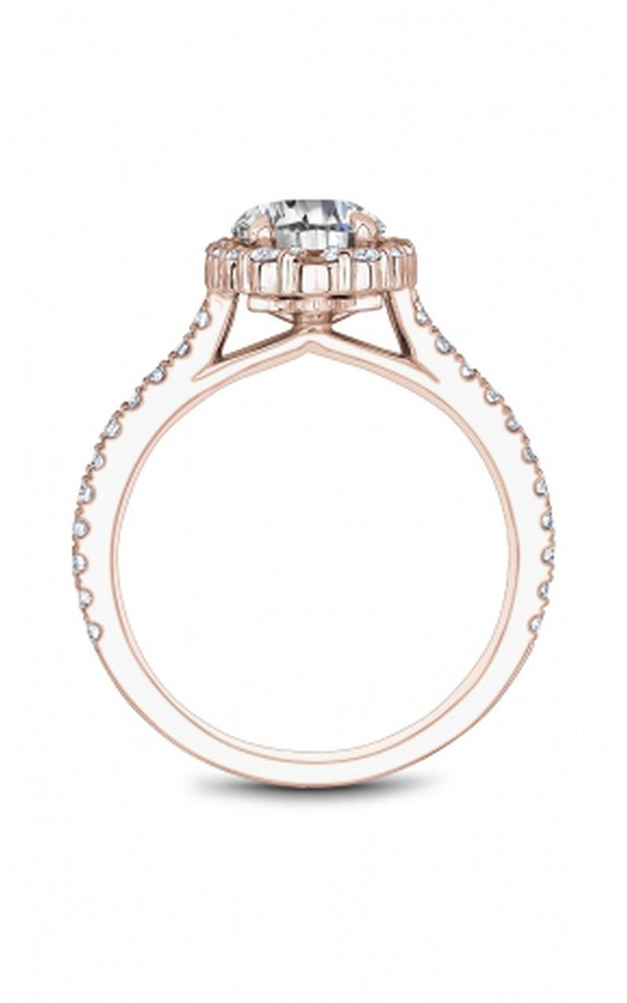 18K Rose Gold Halo Round Engagement Ring