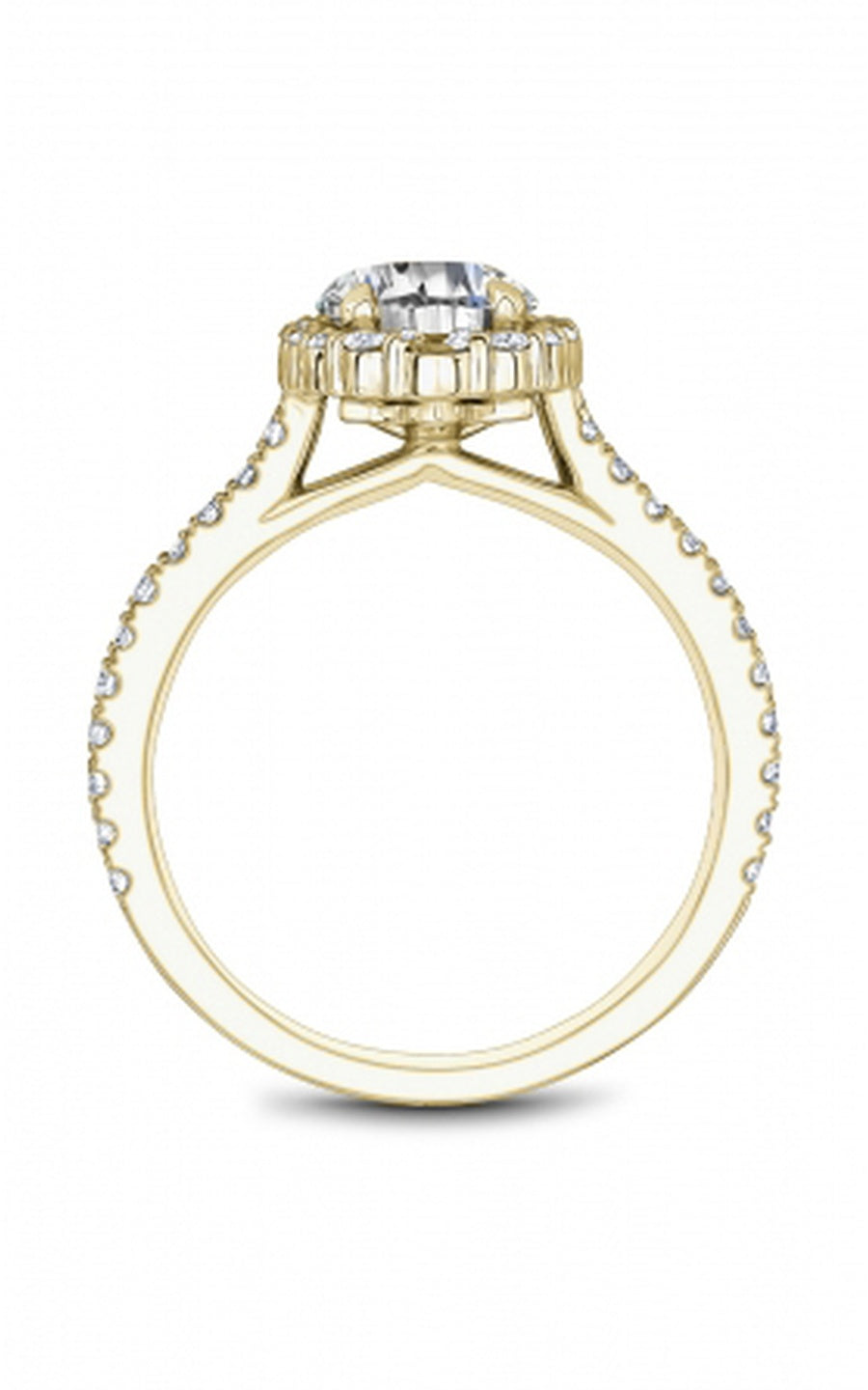 18K Yellow Gold Halo Round Engagement Ring
