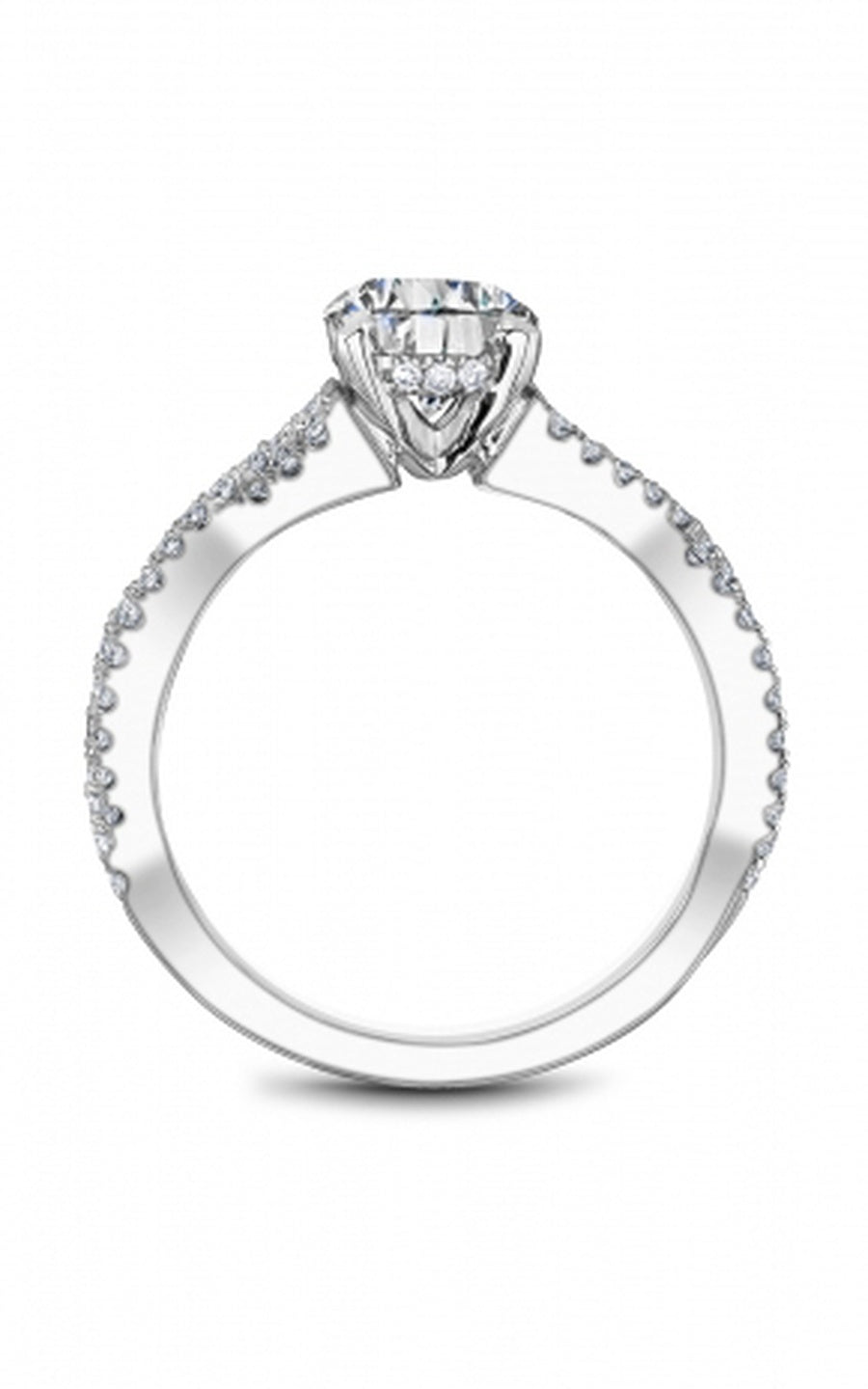 18K White Gold Sidestone Round Engagement Ring