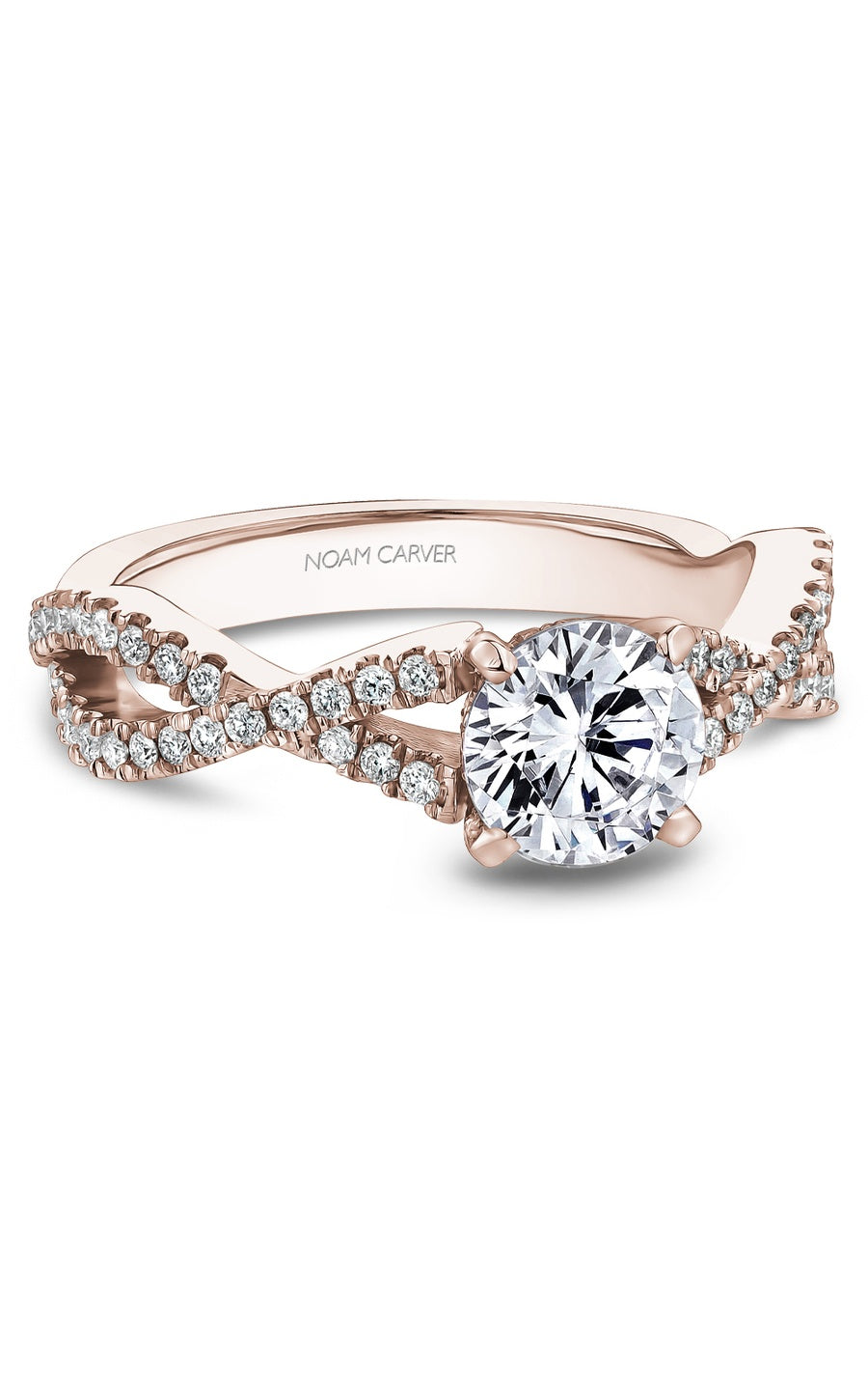 14K Rose Gold Sidestone Round Engagement Ring