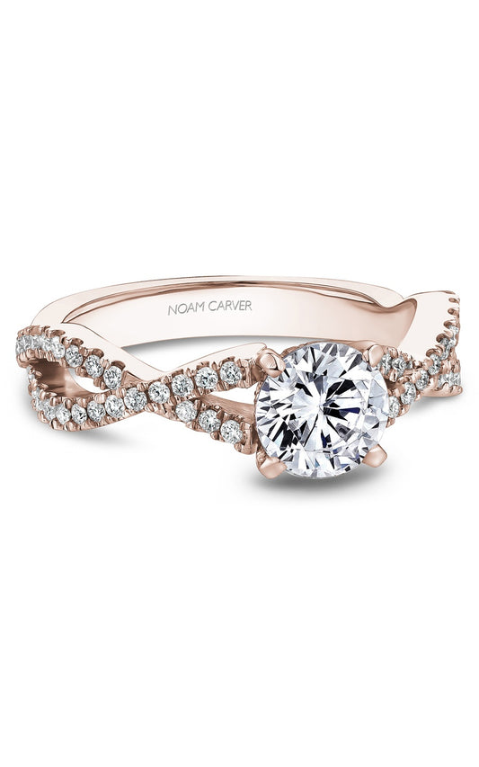 14K Rose Gold Sidestone Round Engagement Ring
