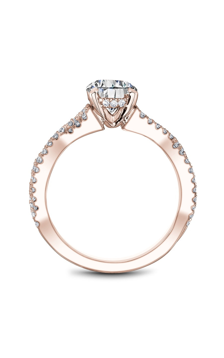 14K Rose Gold Sidestone Round Engagement Ring