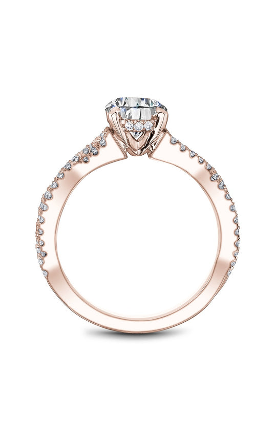 14K Rose Gold Sidestone Round Engagement Ring