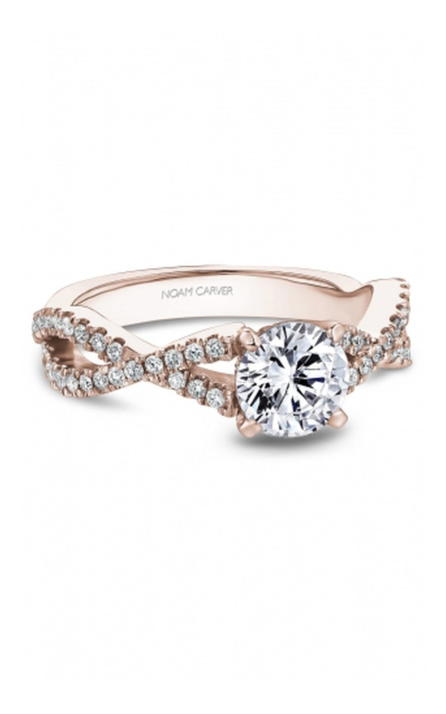 18K Rose Gold Sidestone Round Engagement Ring