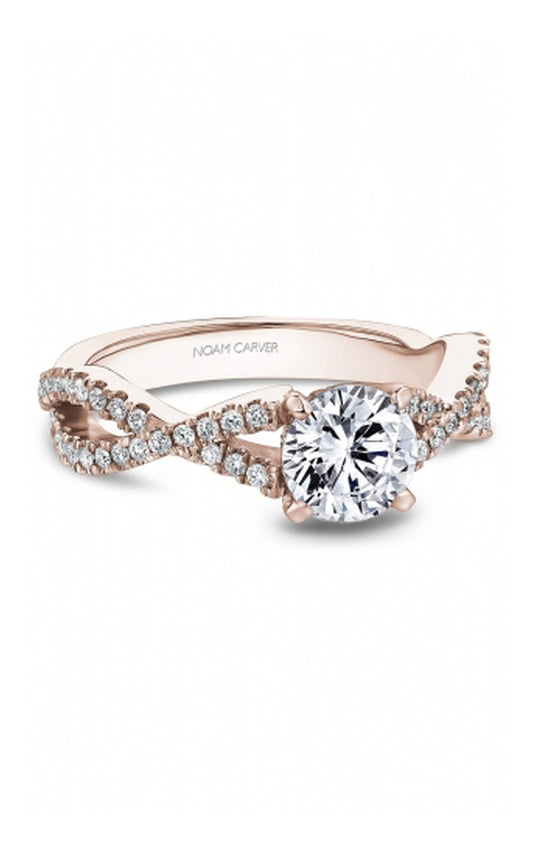 18K Rose Gold Sidestone Round Engagement Ring