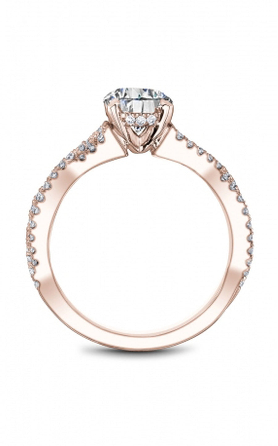 18K Rose Gold Sidestone Round Engagement Ring