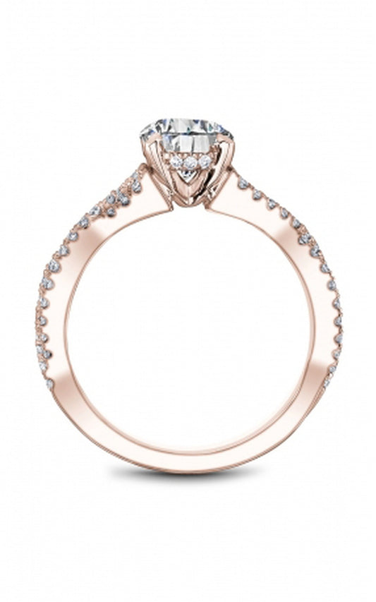18K Rose Gold Sidestone Round Engagement Ring