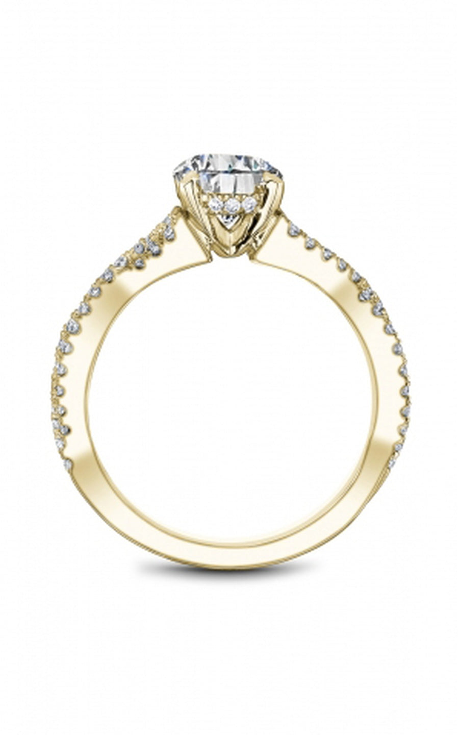 18K Yellow Gold Sidestone Round Engagement Ring