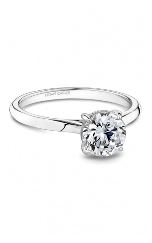 18K White Gold Solitaire Round Engagement Ring