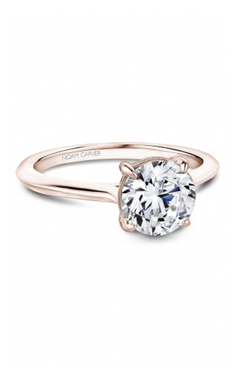 18K Rose Gold Solitaire Round Engagement Ring