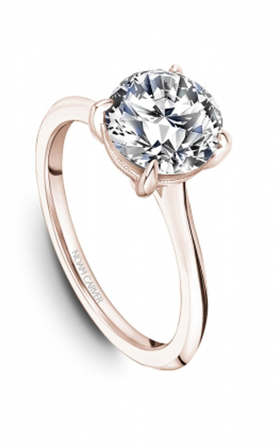 18K Rose Gold Solitaire Round Engagement Ring