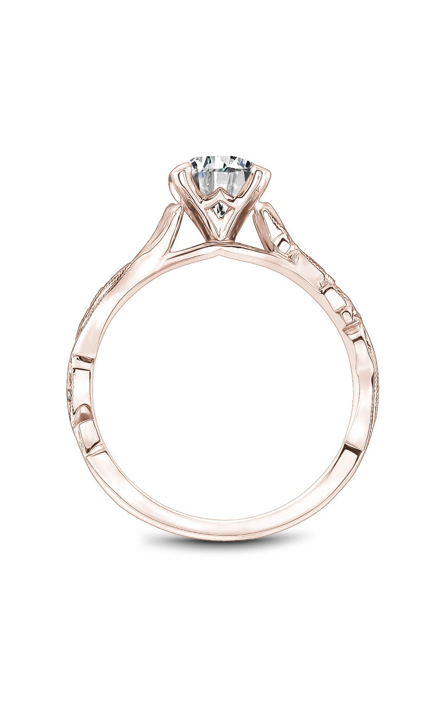 14K Rose Gold Sidestone Round Engagement Ring