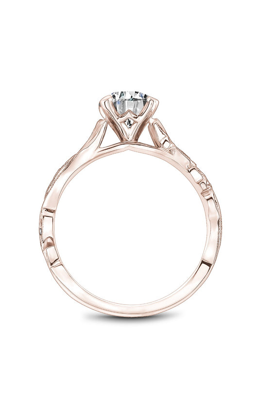 14K Rose Gold Sidestone Round Engagement Ring