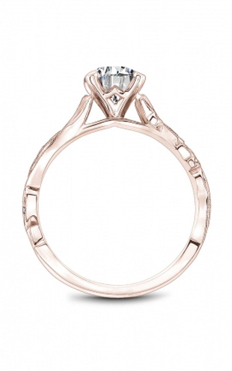 18K Rose Gold Sidestone Round Engagement Ring
