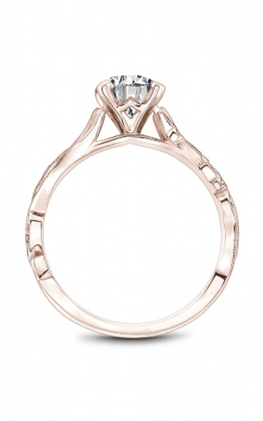 18K Rose Gold Sidestone Round Engagement Ring