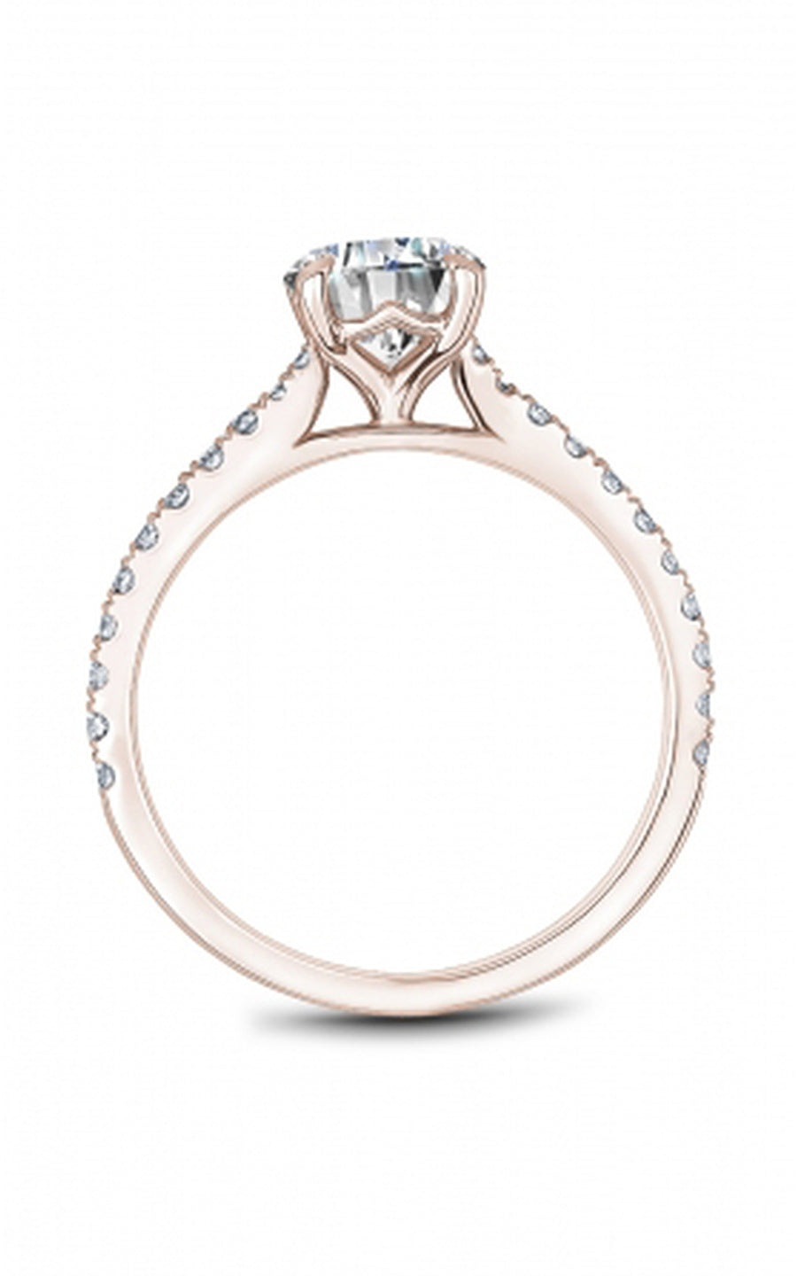 18K Rose Gold Sidestone Round Engagement Ring