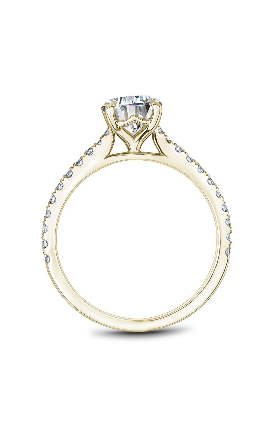 14K Yellow Gold Sidestone Round Engagement Ring