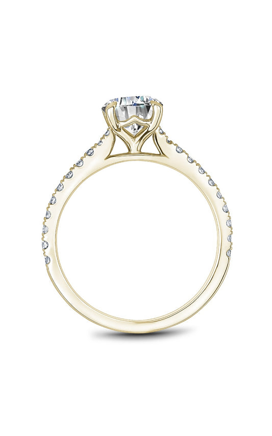 14K Yellow Gold Sidestone Round Engagement Ring