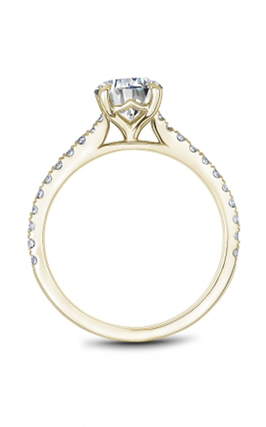 18K Yellow Gold Sidestone Round Engagement Ring