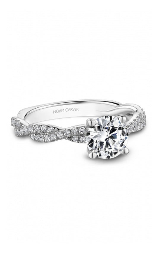 18K White Gold Sidestone Round Engagement Ring