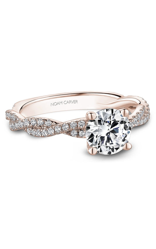 14K Rose Gold Sidestone Round Engagement Ring