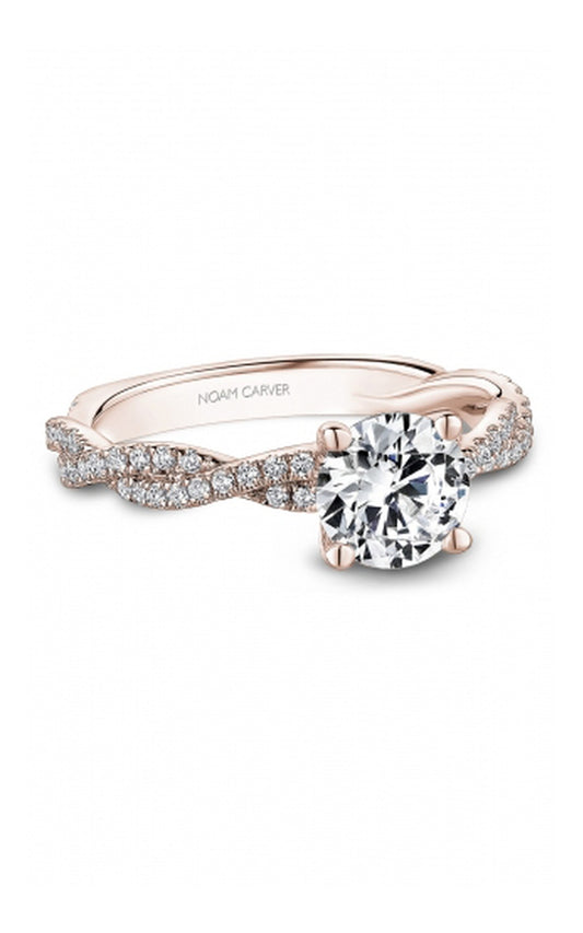 18K Rose Gold Sidestone Round Engagement Ring