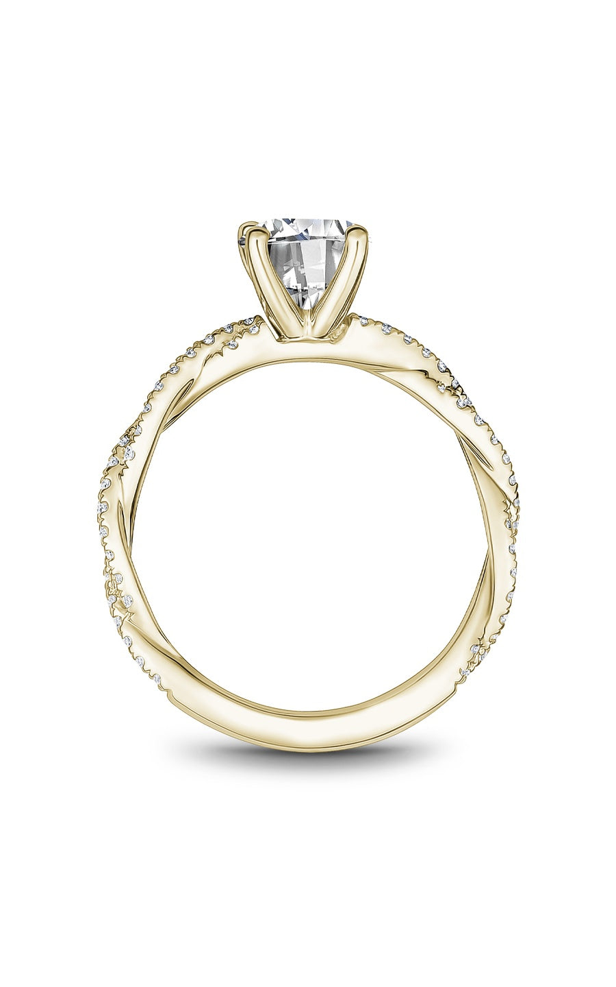 14K Yellow Gold Sidestone Round Engagement Ring