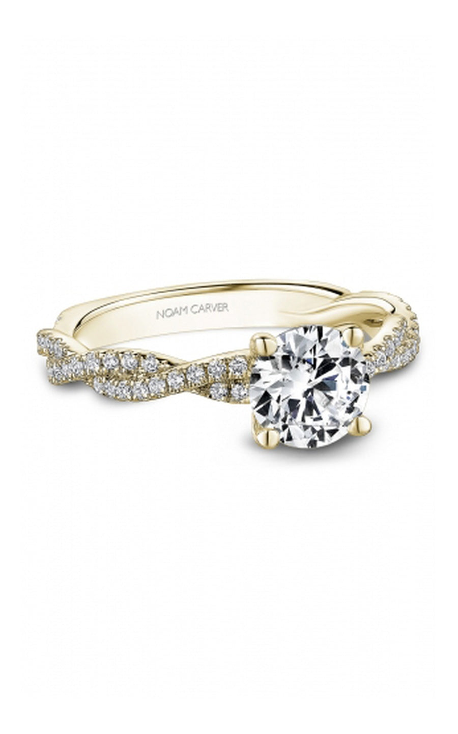 18K Yellow Gold Sidestone Round Engagement Ring